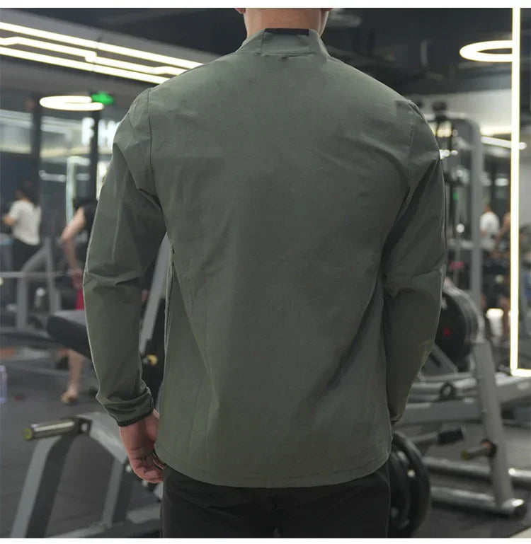 New Men Fitness Running Jacket Spring and Autumn Gym Outerwear Loose Casual Jogging Outdoor Stand-up Collar Tracksuit Sportswear
