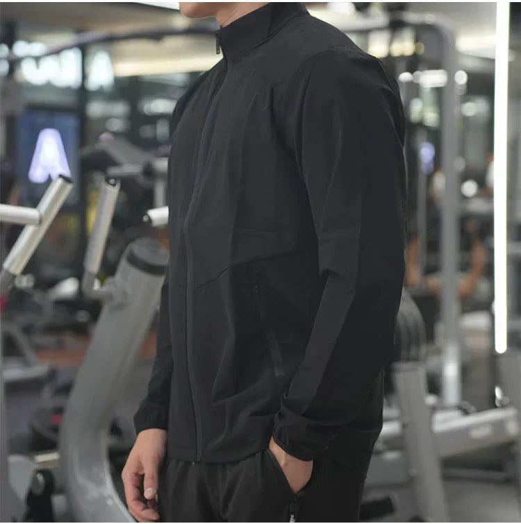 New Men Fitness Running Jacket Spring and Autumn Gym Outerwear Loose Casual Jogging Outdoor Stand-up Collar Tracksuit Sportswear