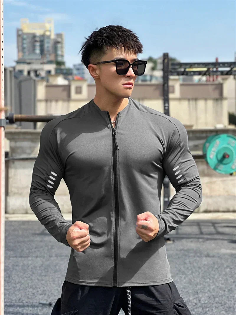 spring autumn Jacket Men Fitness Sportswear Gym Training long sleeve Sweatshirt Jogging Male coat Cardigan zipper running Jacket