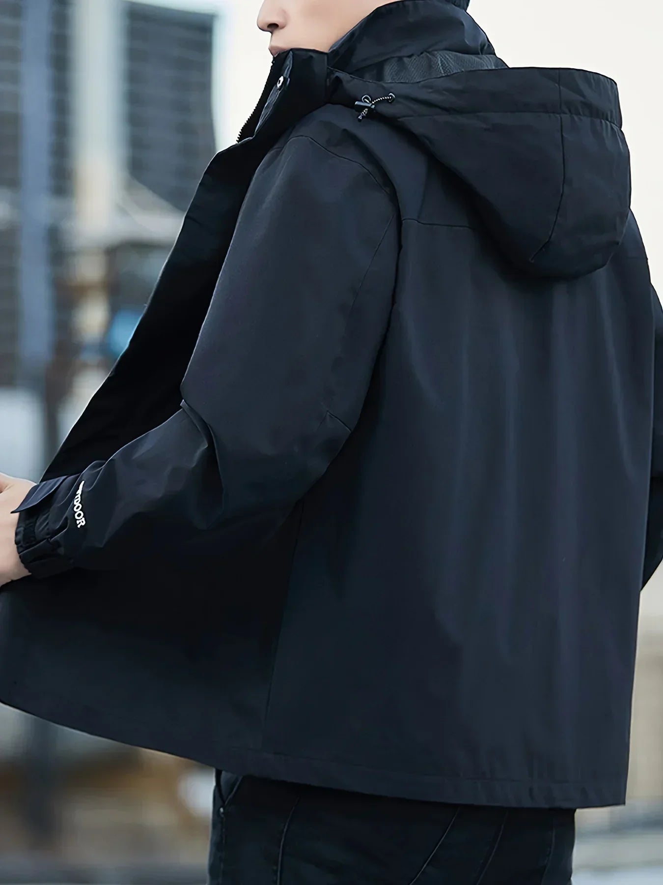 Men's Casual Hooded Jacket, Outdoor Sports Pilot Style, Lightweight Water-Resistant, Windproof, Scratch-Resistant, Breathable