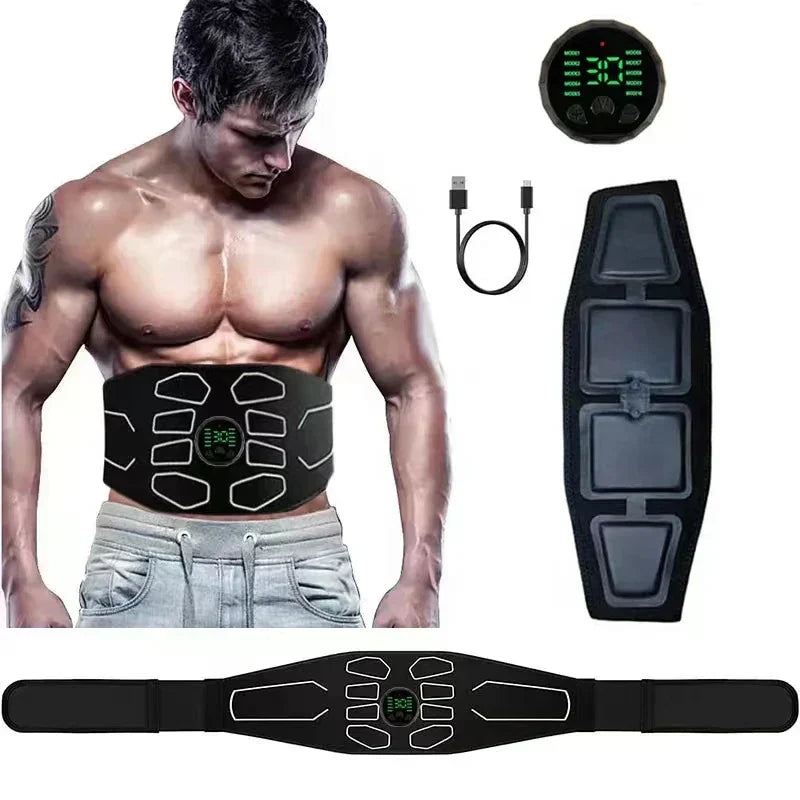 New USB Muscle Stimulator Belt ABS Trainer Belts EMS Abdominal Waist Belly Workout Massager Electric Home Gym Fitness Equiment